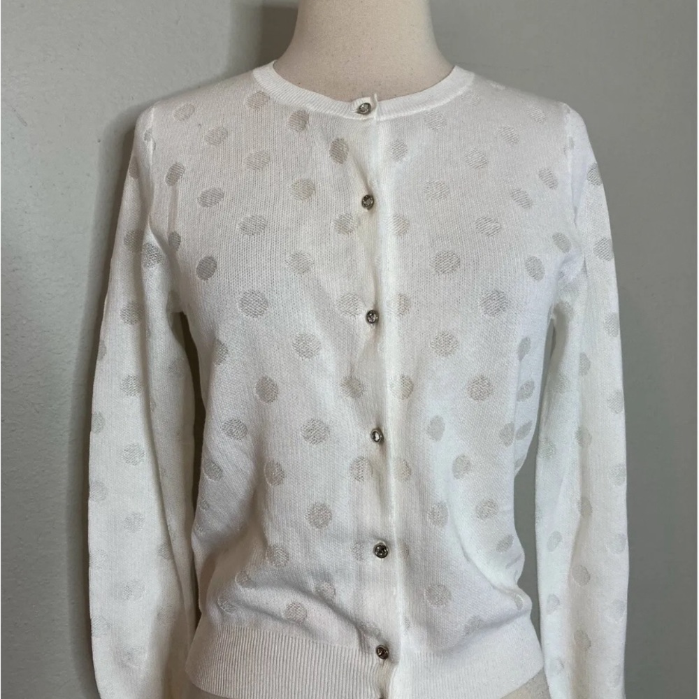 Jill Stuart White Polka Dot Cardigan XS